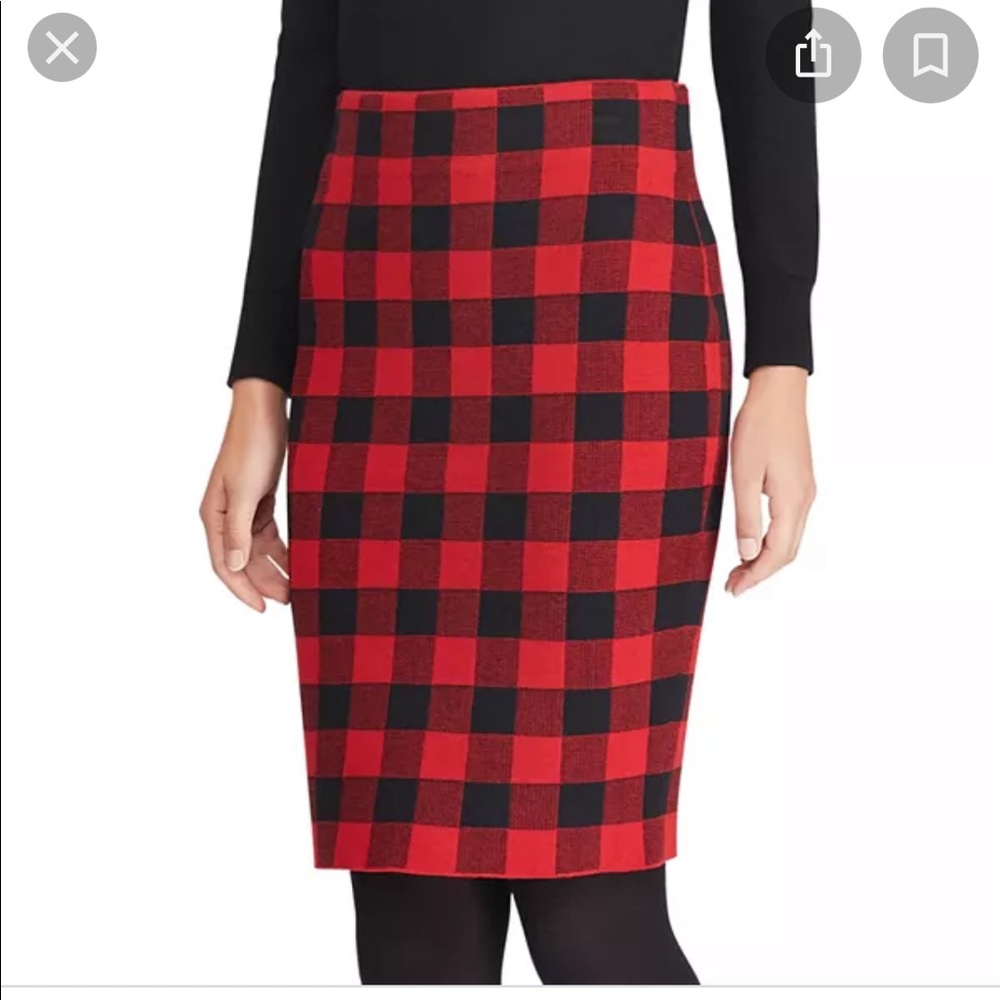 Plaid Pencil Skirt in Red and Black